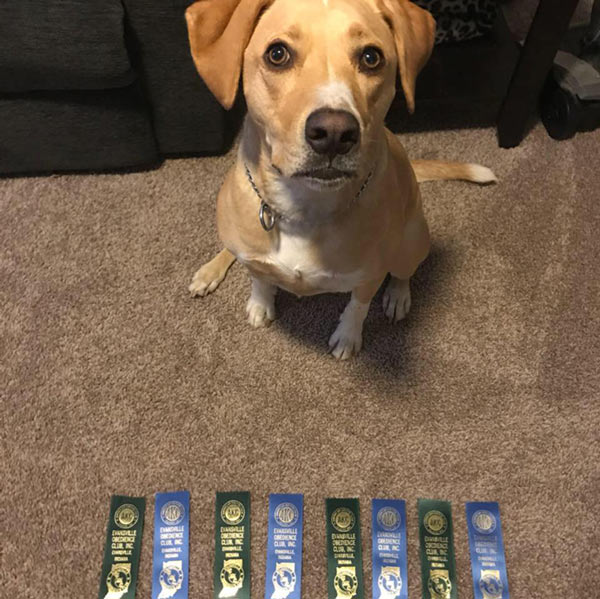 Blair with her ribbons